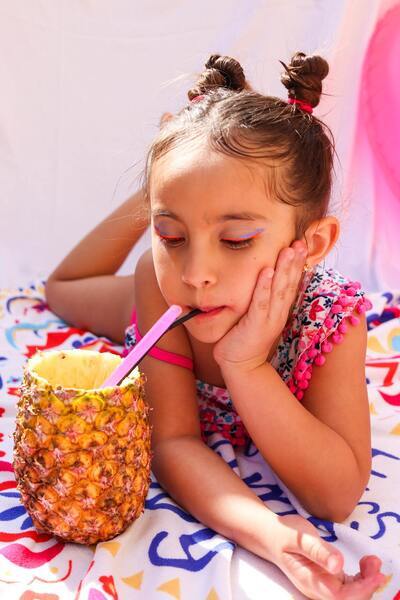 Kid Drinking Pineapple Juice
