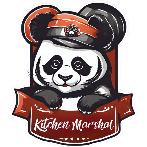 A logo featuring a Panda as mascot and text 'Kitchen Marshal'.